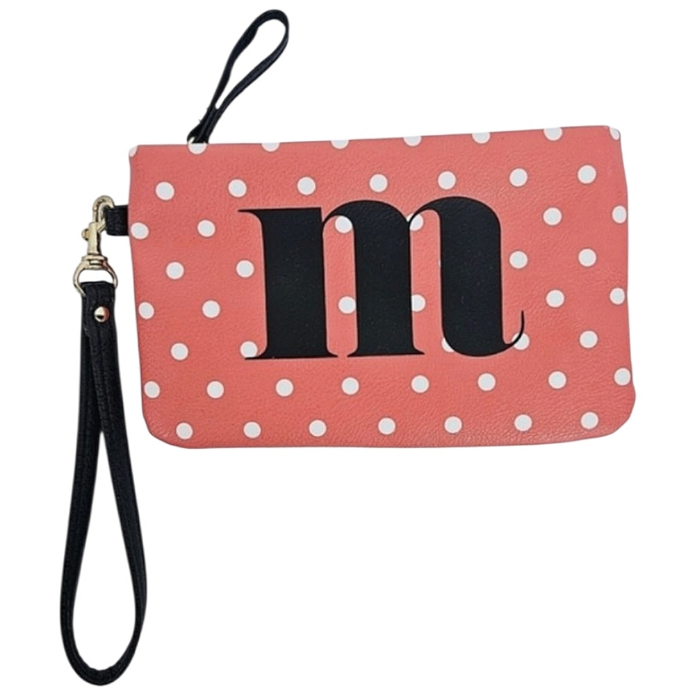 No Boundaries Wristlet Coral Polka Dot Pouch Wallet Phone Case Initial M NWOT